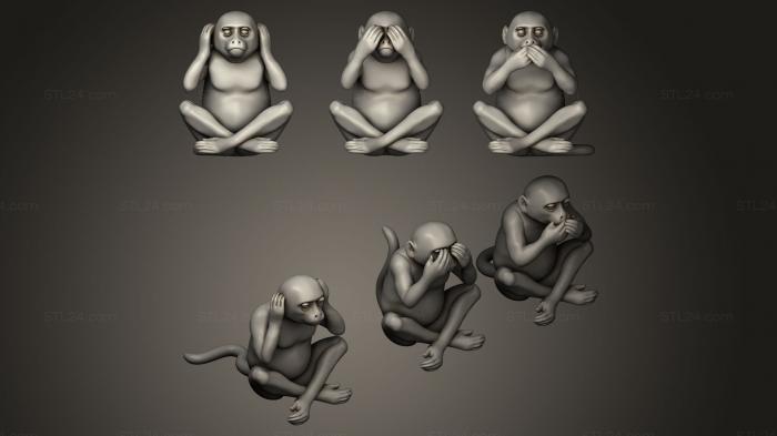 Animal figurines (Monkeys poses, STKJ_0085) 3D models for cnc